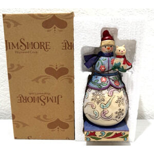 Winter Friends Snowman Holding Cat Heartwood Creek 2009 by Jim Shore #4013901
